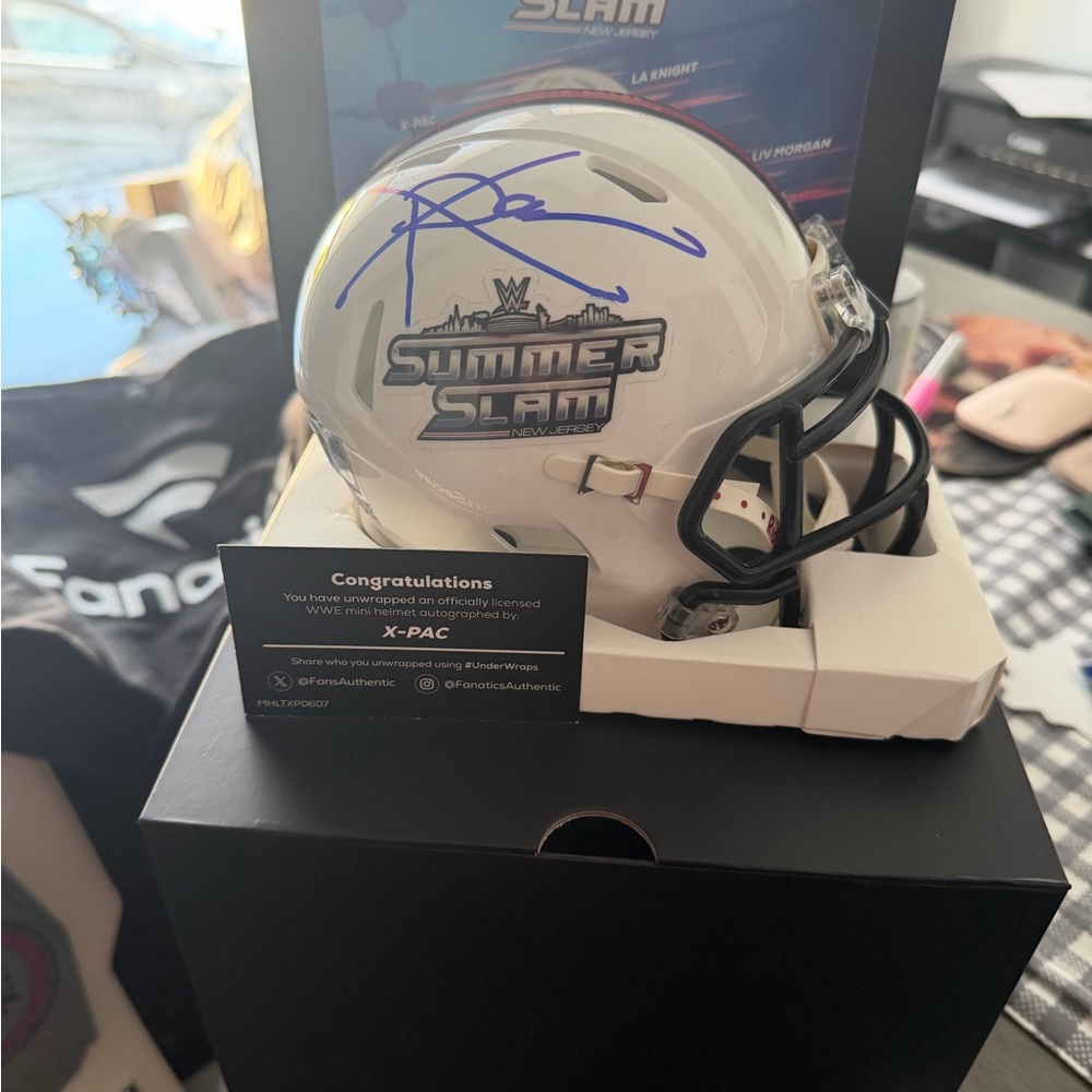 WWE 2025 SummerSlam Autographed Mini Helmet with Signature